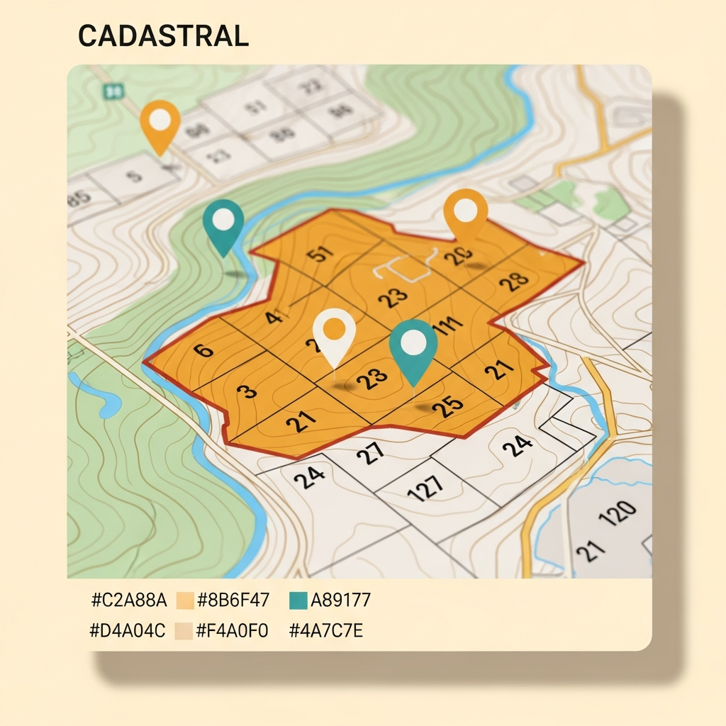 Digital cadastral map with geo-tagged plot boundaries